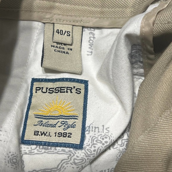 * Men’s Pusser's 100% Silk Tan Pleated Pants - Picture 3 of 4